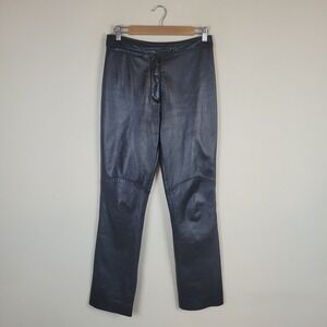 Vintage Wilsons Leather Pants 6 Black Straight Leg High Rise Moto Biker 90s